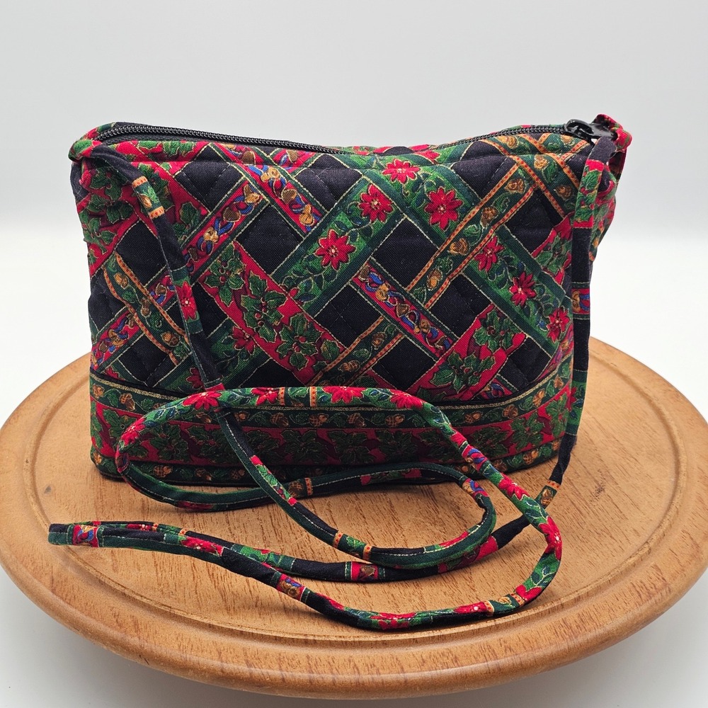 VTG Vera Bradley Yuletide Christmas Mini Hipster Crossbody Bag Poinsettia 1996